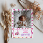 Pink Circus Milestone Year Photo, Carnival Baby's 1st Year Month Photos
