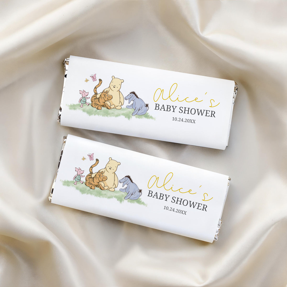 Winnie the Pooh Chocolate Wrappers, Baby Shower Candy Bar Wrapper