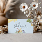 Blue Winnie the Pooh Place Card Template Printable, Editable Place Cards