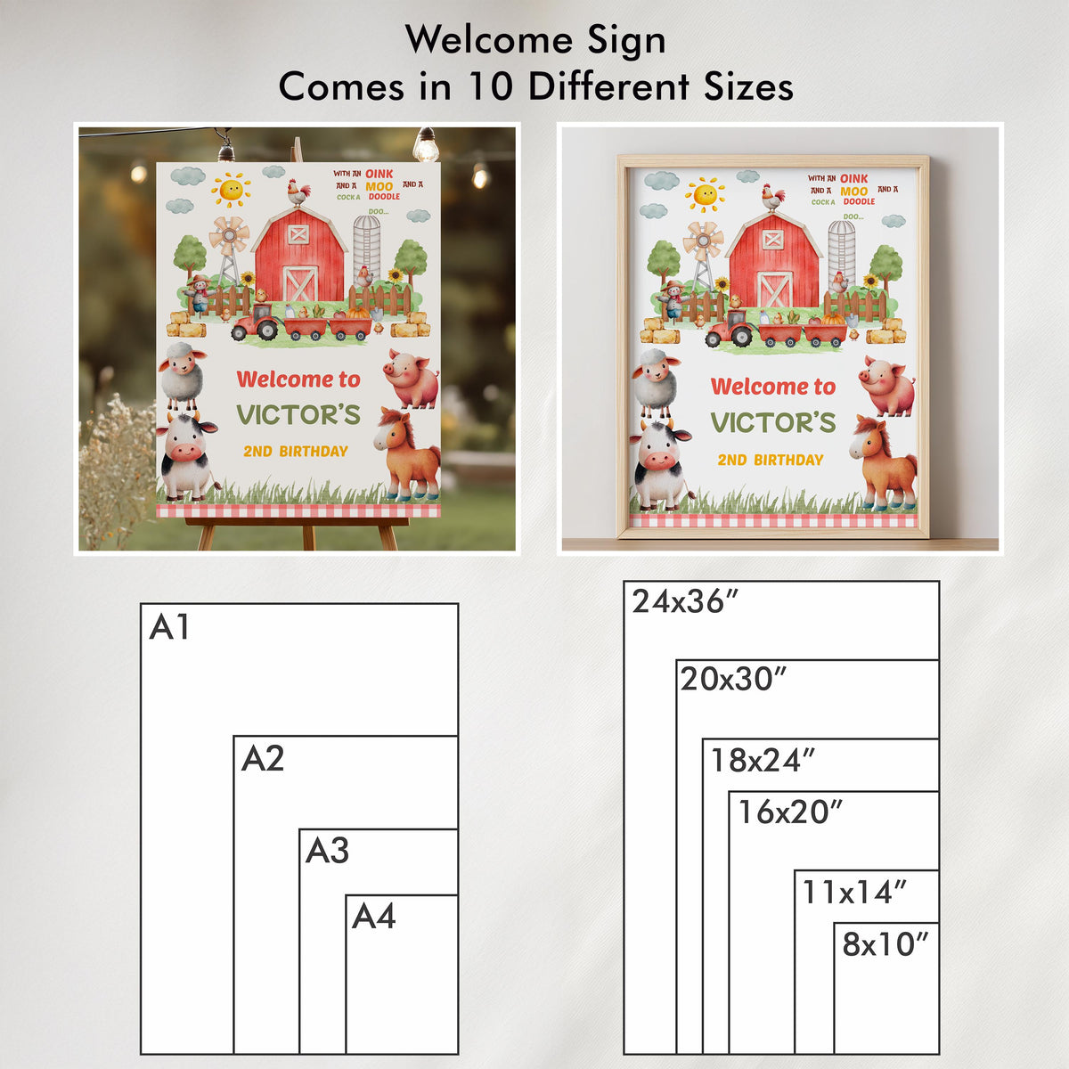 Editable Farm Barnyard Invitation Bundle Template, Farm Barnyard Welcome Custom Sign, Farm Barnyard label, Farm Barnyard party decor
