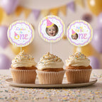 Fun to Be One Cupcake Topper, 1st Birthday Cupcake Toppers