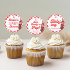 Ready to pop Baby Shower Cupcake toppers, Soda Party Cake topper