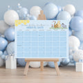 Blue Winnie the Pooh Due Date Calendar, Baby Shower Baby Arrival Signs
