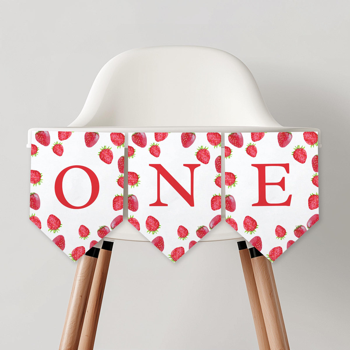 Berry First High Chair Banner, Strawberry Printable Bunting Flag