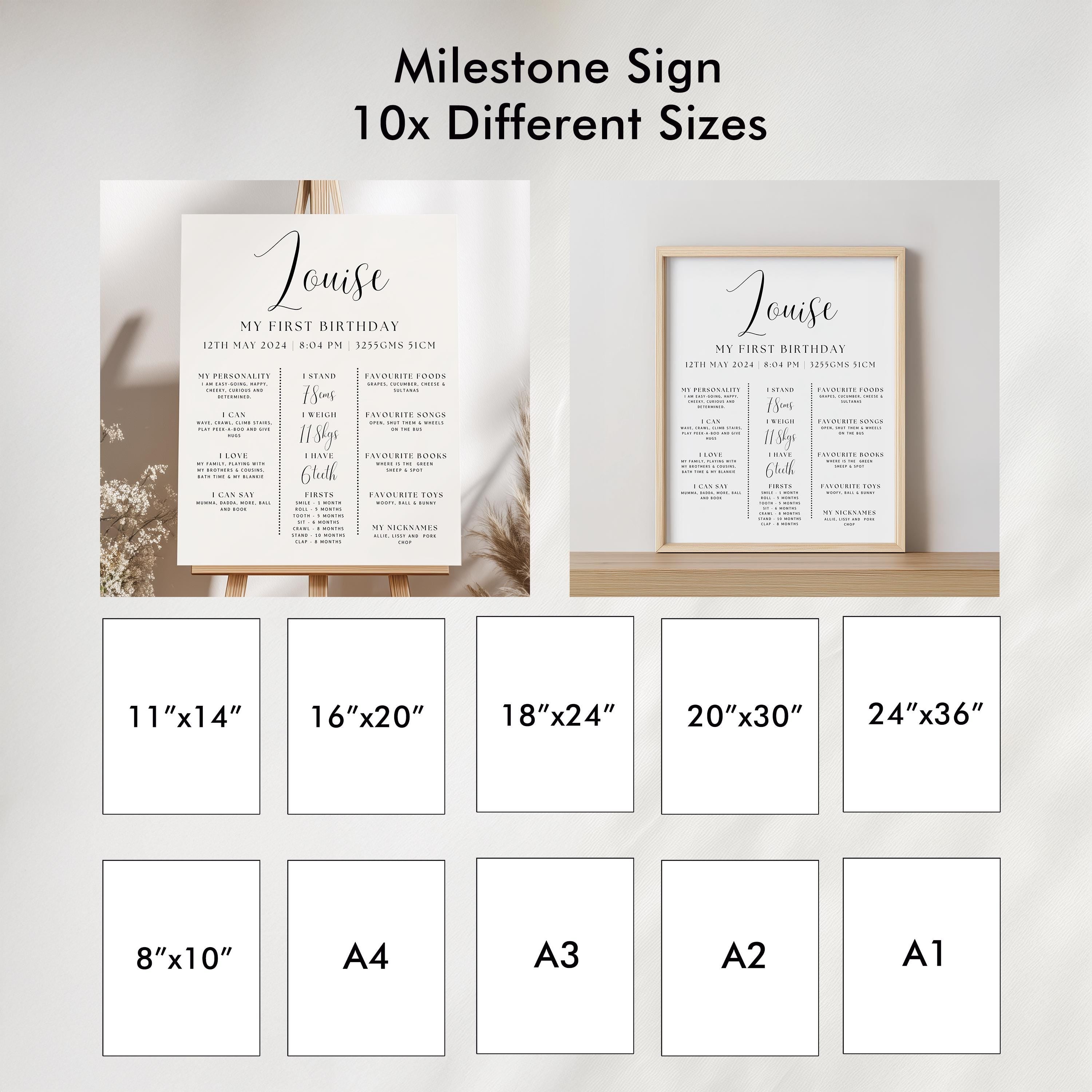 Minimalist Modern First Birthday Milestone Sign, Gender neutral Milestone Board, Baby 1st Year 9175