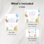 Winnie the Pooh Gender Reveal Champagne Labels, Baby Shower Printable Wine Labels