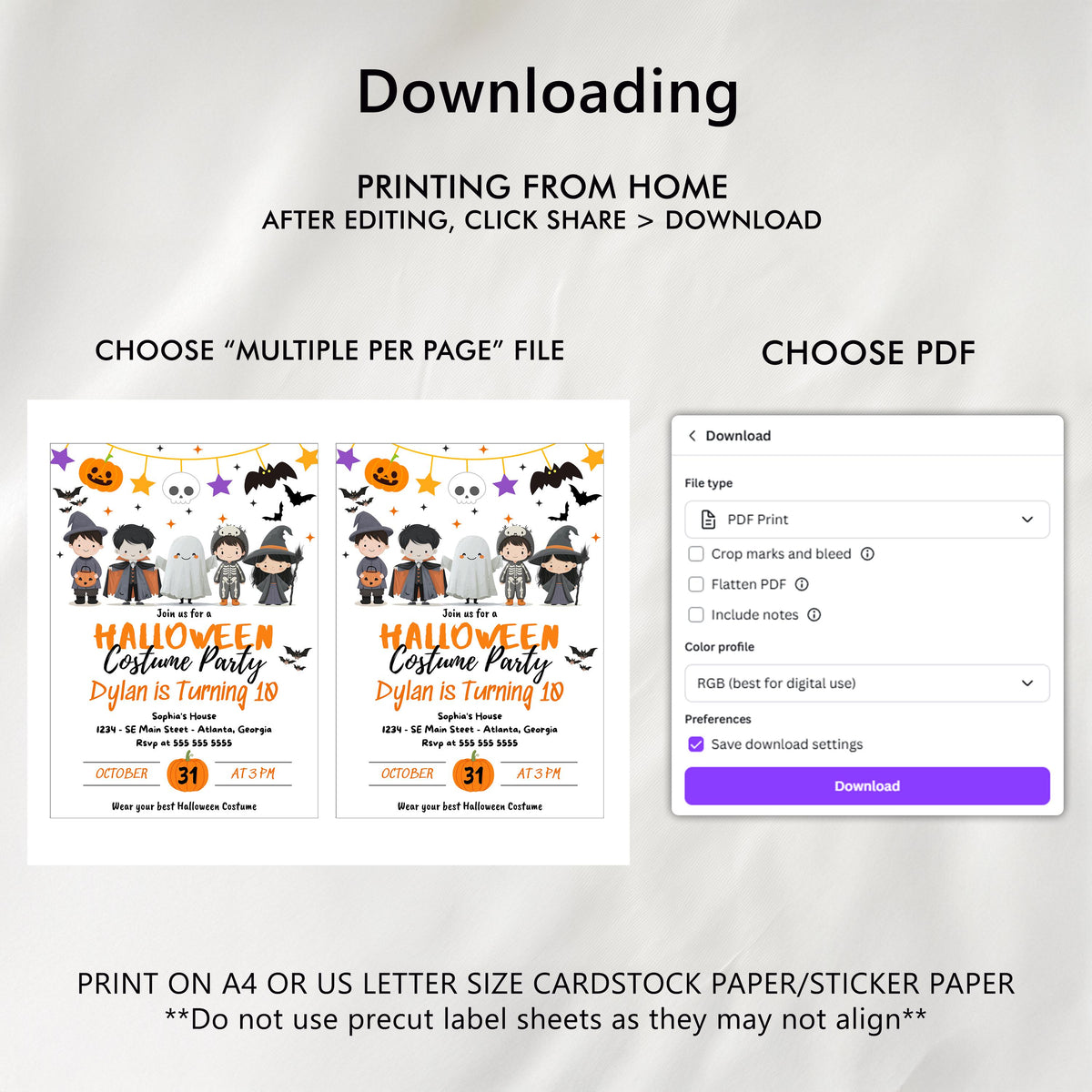 Editable Spooktacular Costume Party Halloween Birthday Invitation, Halloween Birthday Party Invite, Cute Kids Halloween Mobile Invite