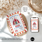 Circus Birthday Invitation, Carnival Birthday Invite