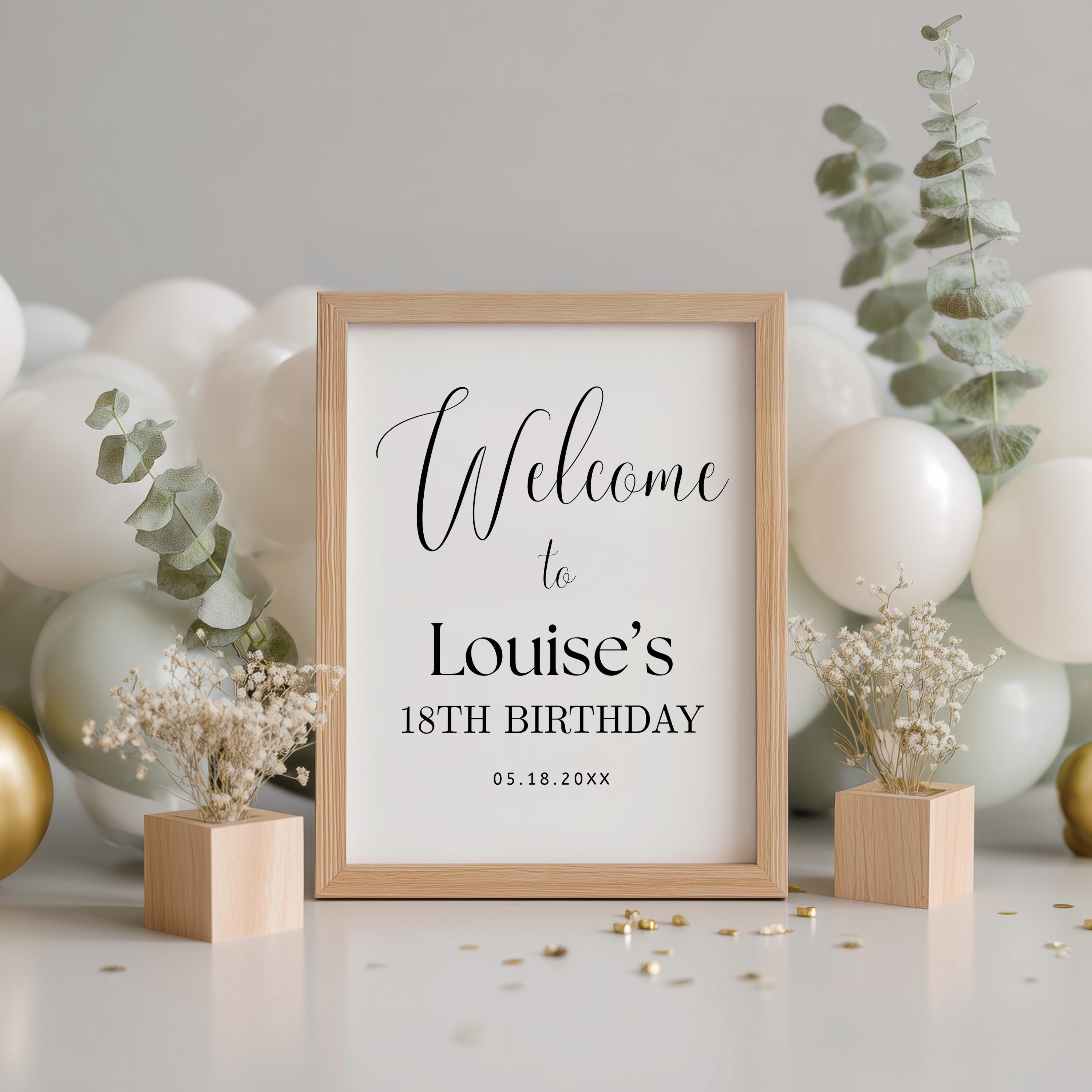 18th Minimalist Welcome Sign, Birthday Signs, Eighteenth Party Sign 9178