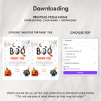 Editable Thanks Boo Halloween Thank You Card Note Ghost Pumpkin Birthday Boy Birthday Digital Download Template Printable