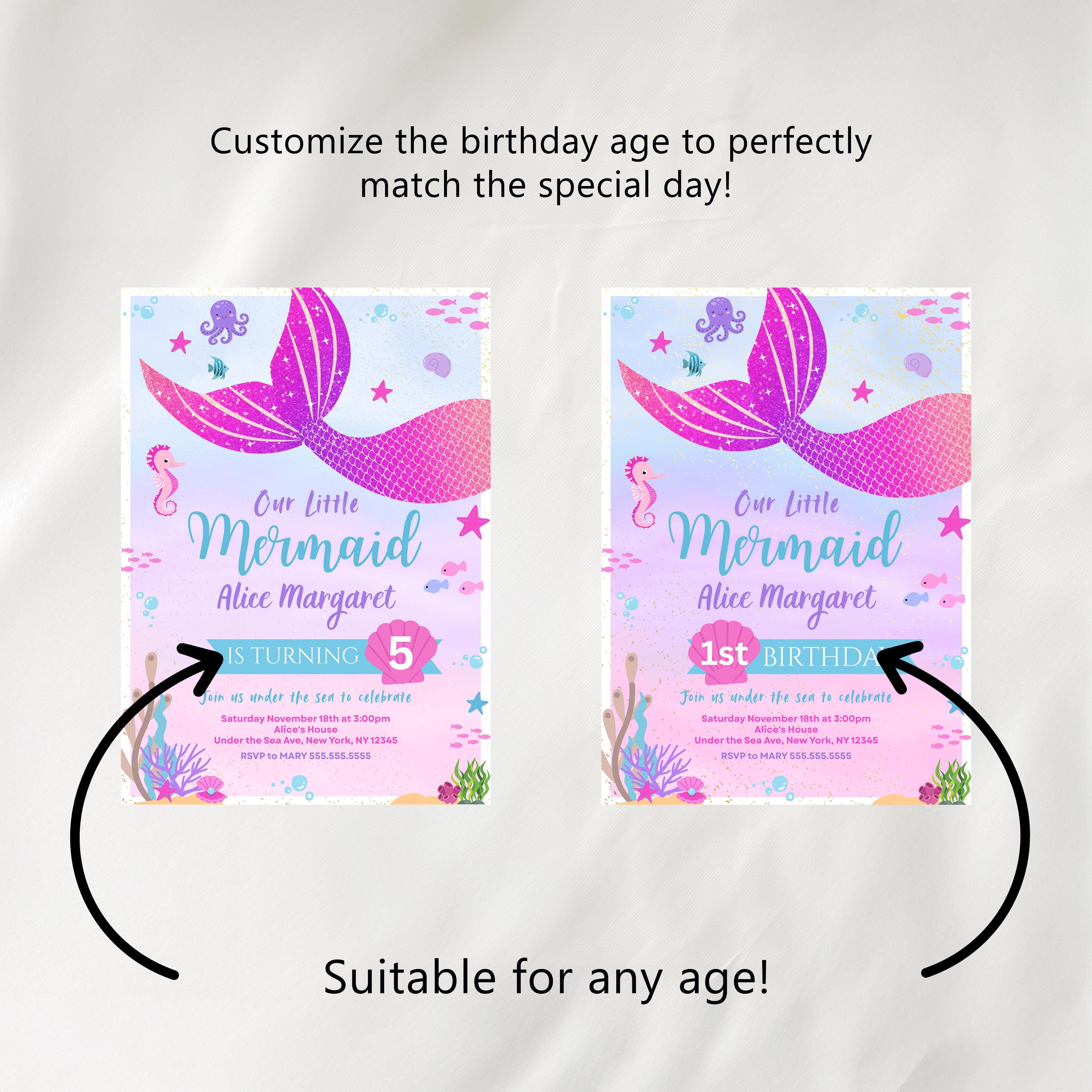 Mermaid Birthday Invitation, Under the Sea Birthday Invitation, Mermaid Party Decoration, Mermaid Invitation Template 9167