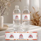 Circus Water Bottle Labels, Carnival 1st Birthday Printable Bottle Label