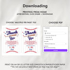 Baseball Thank You Card Template, Rookie of the Year Printable Thank You Card