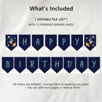 Editable Space Astronaut Happy Birthday Banner | Second Trip Around the Sun Printable Birthday Party Banner | Instant Download