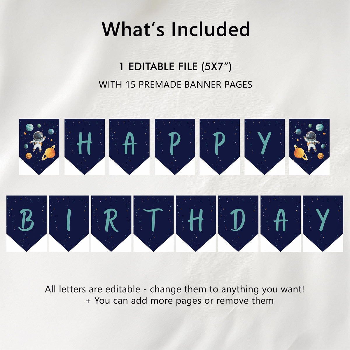 Editable Space Astronaut Happy Birthday Banner | Second Trip Around the Sun Printable Birthday Party Banner | Instant Download