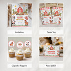 Farm First Birthday Bundle, Barnyard Party Decorations , 1st Birthday Invitation Set
