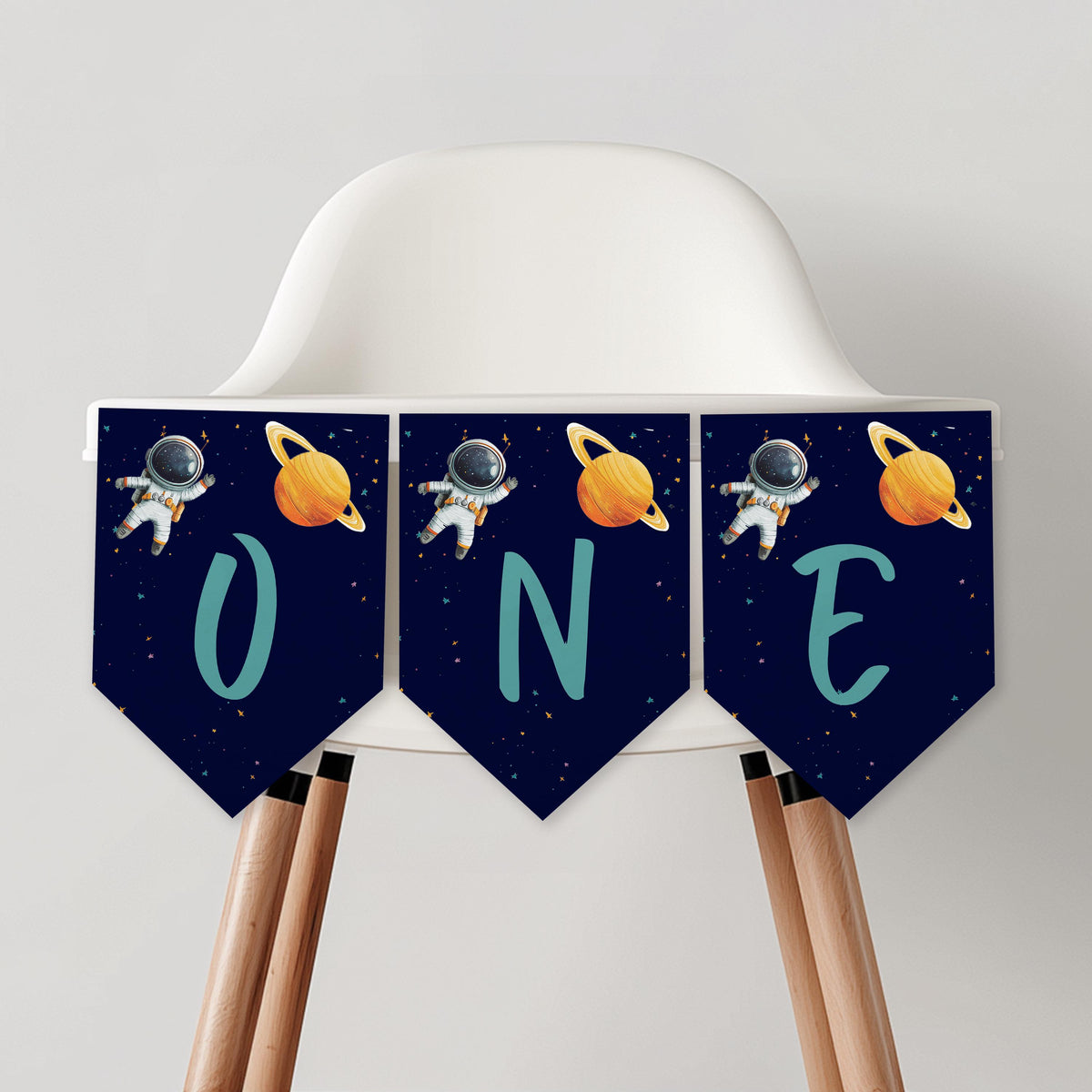 Astronaut High Chair Banner, Astronaut First Boy Birthday Party Decor, Astronaut Printable Bunting Flag