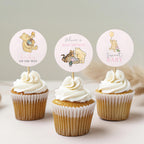 Pink Winnie the Pooh Baby Shower Cupcake toppers, Party Cake topper