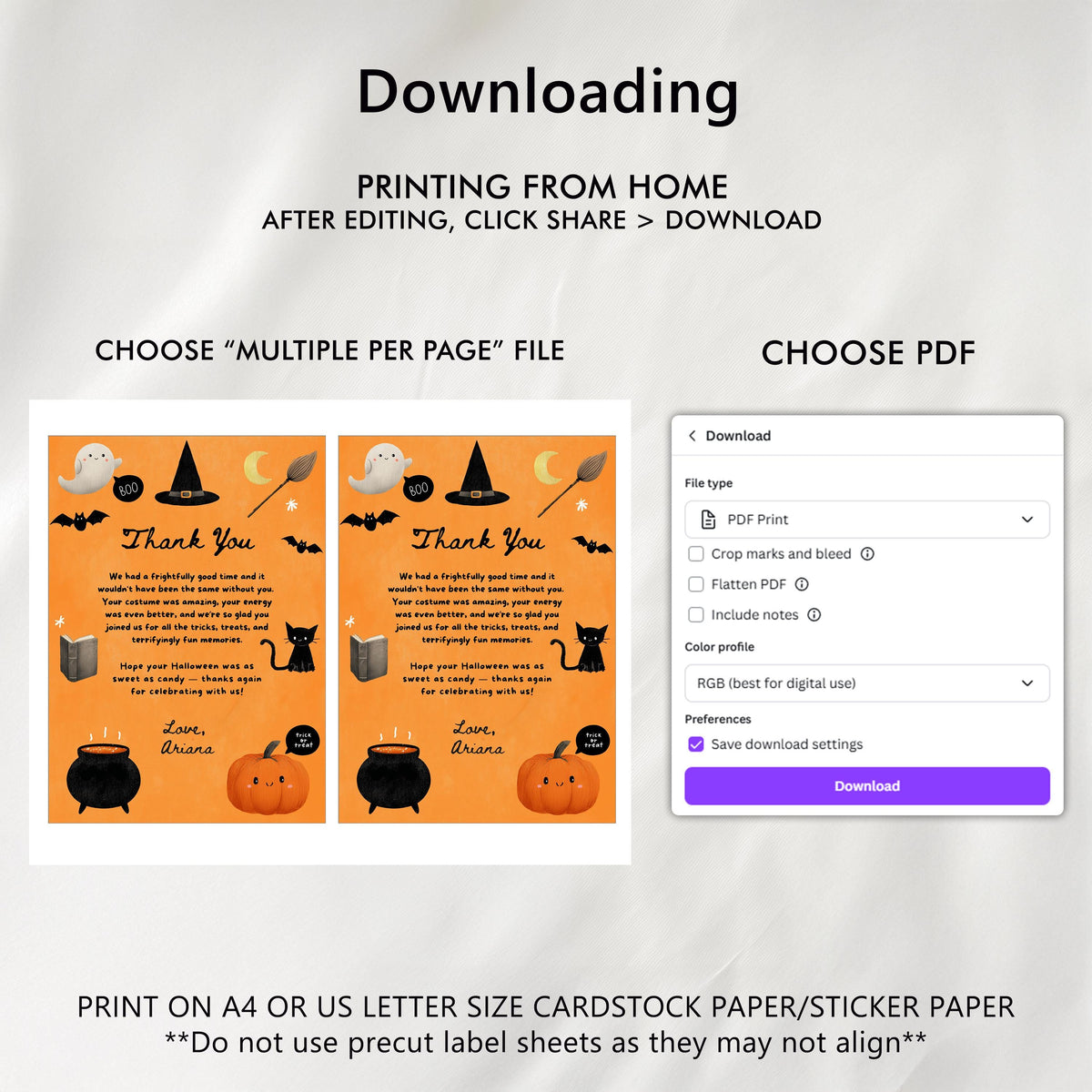 Editable Halloween Cute Costume Party Thank You Card