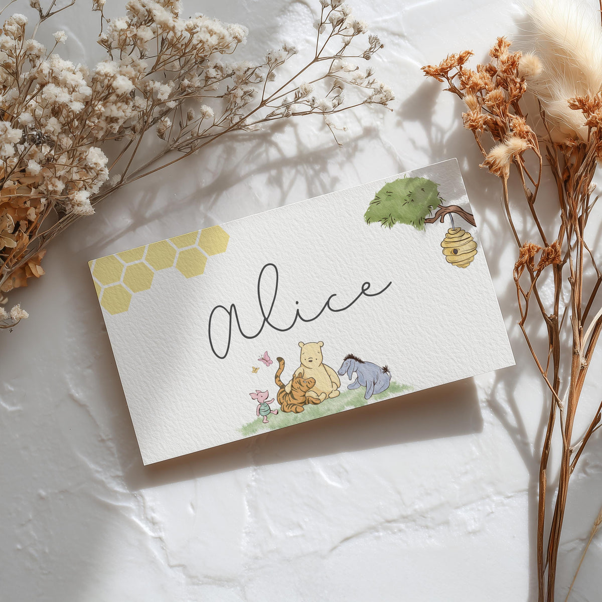 Winnie the Pooh Place Card Template Printable, Editable Place Cards