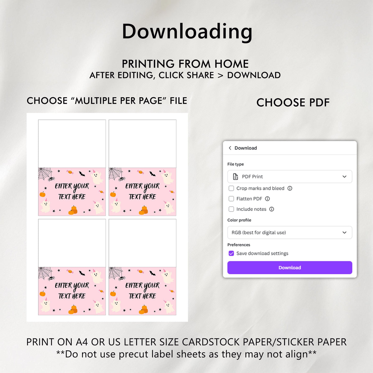 Girl Halloween Food Labels, Pink Ghost Tent Card, Halloween Printable Decoration Template