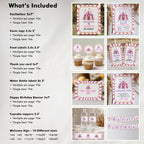 Pink Circus Party Bundle, Girl Circus Birthday Printable Decorations