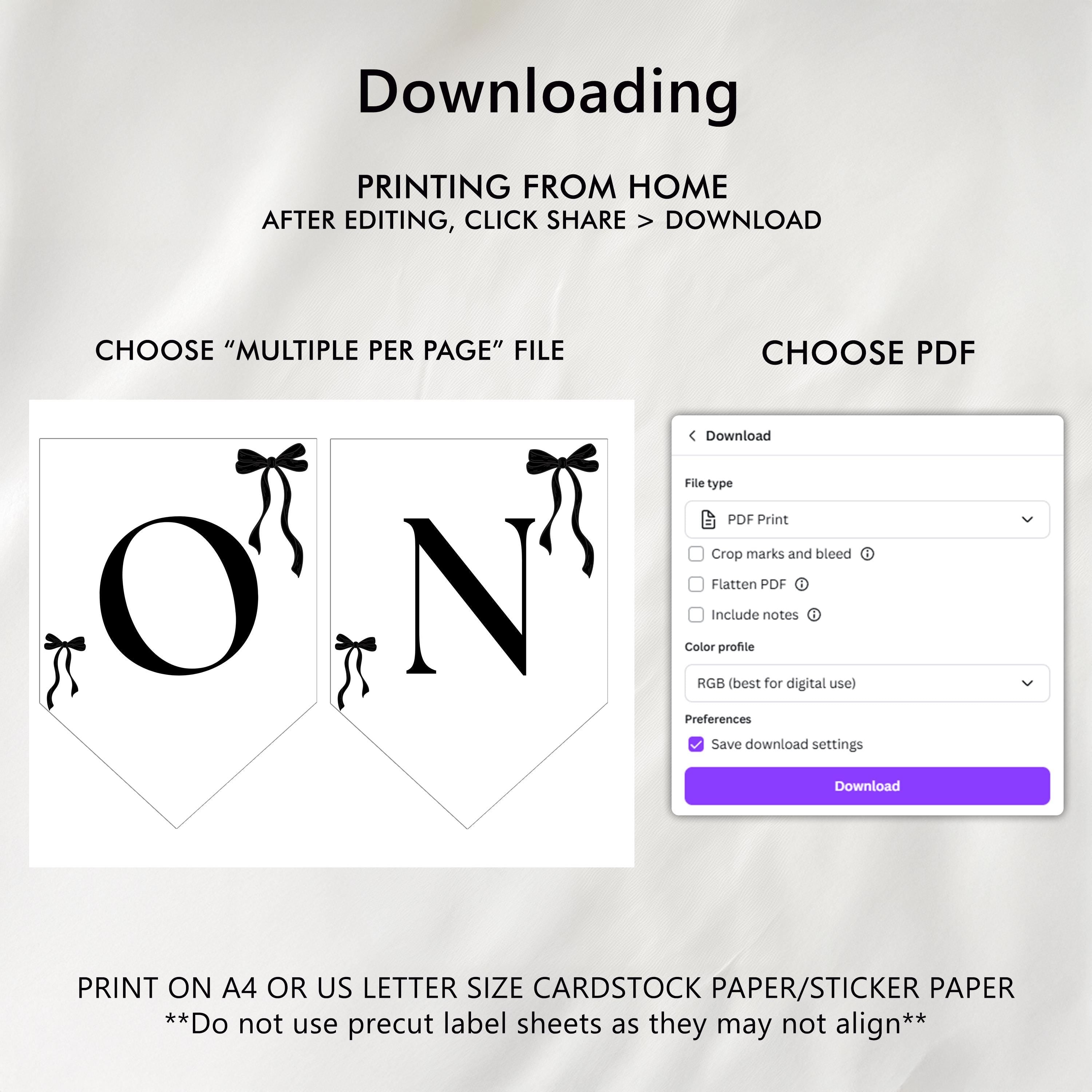 Black Bow Minimalist High Chair Banner, Gender neutral, Printable Bunting Flag 9174