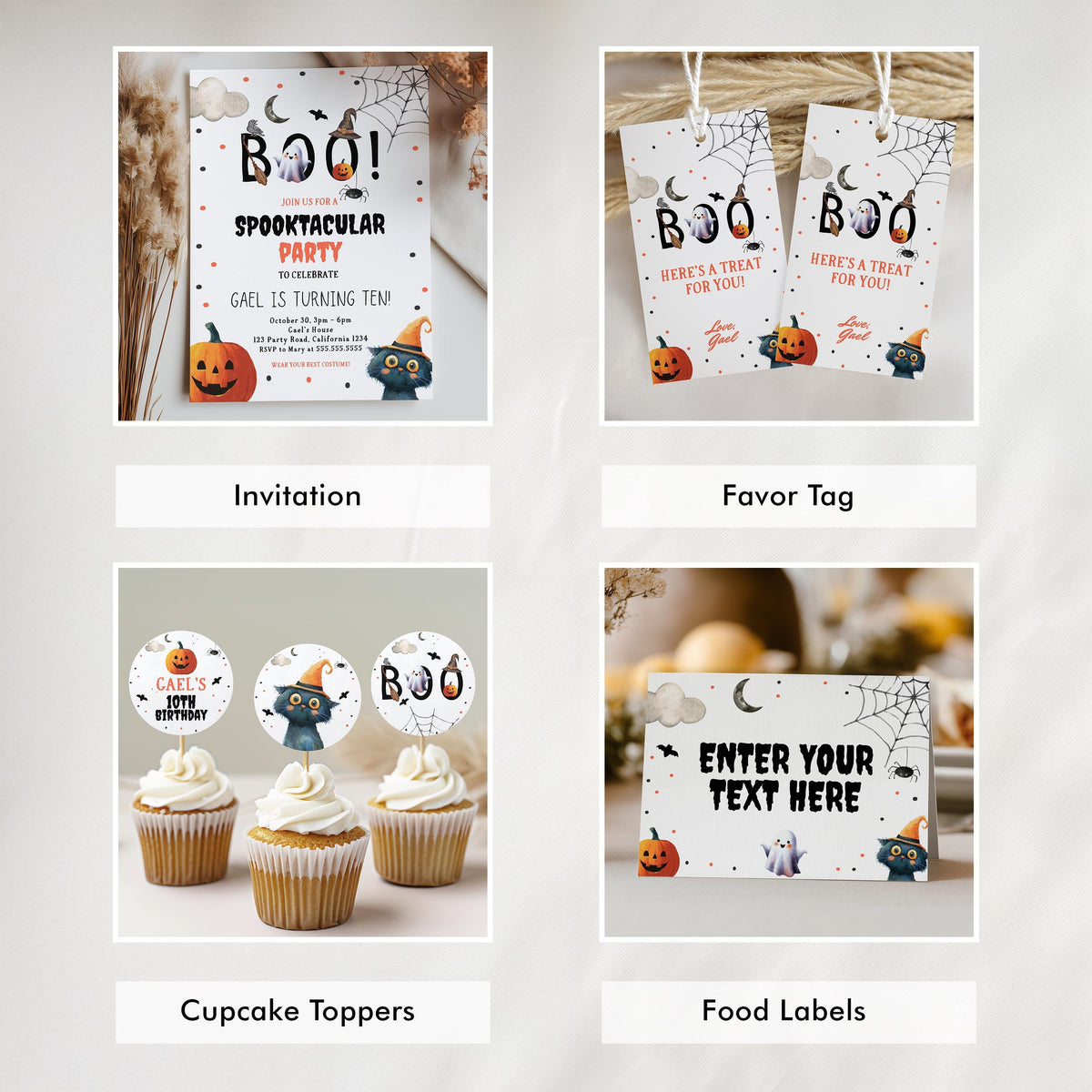 Editable Halloween Party Decorations Halloween Birthday Party Package Kids Costume Party Spooky Celebration Boy Bundle Party Package