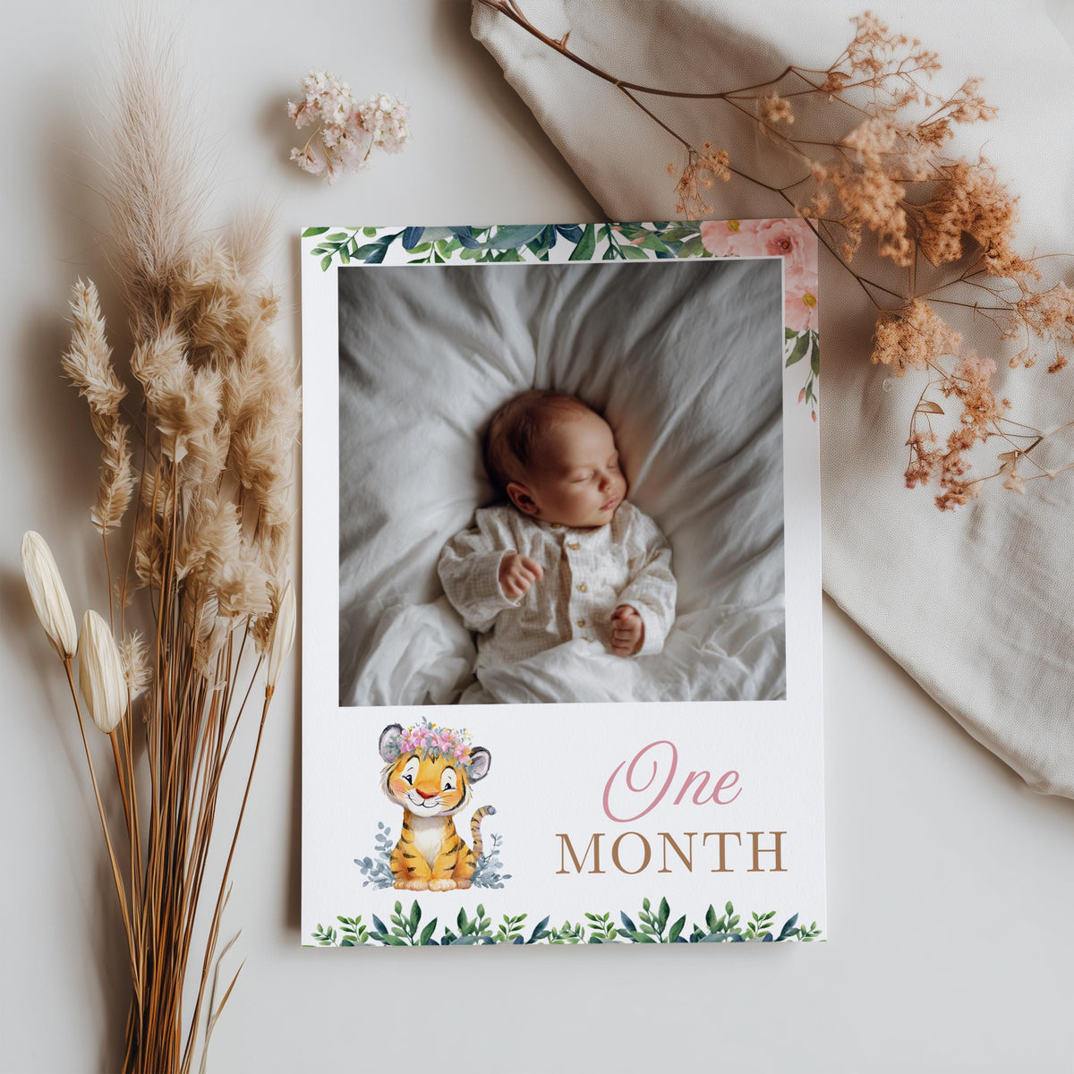 Safari First Year Photos, Wild One Girl 1st Birthday Photos, Girl Baby's First Year Month Photos, Monthly Photo Banner