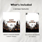 EDITABLE Halloween Party Candy Bar Wrapper , Halloween Party Chocolate Bar Wrappers, Party Favors , Digital Download