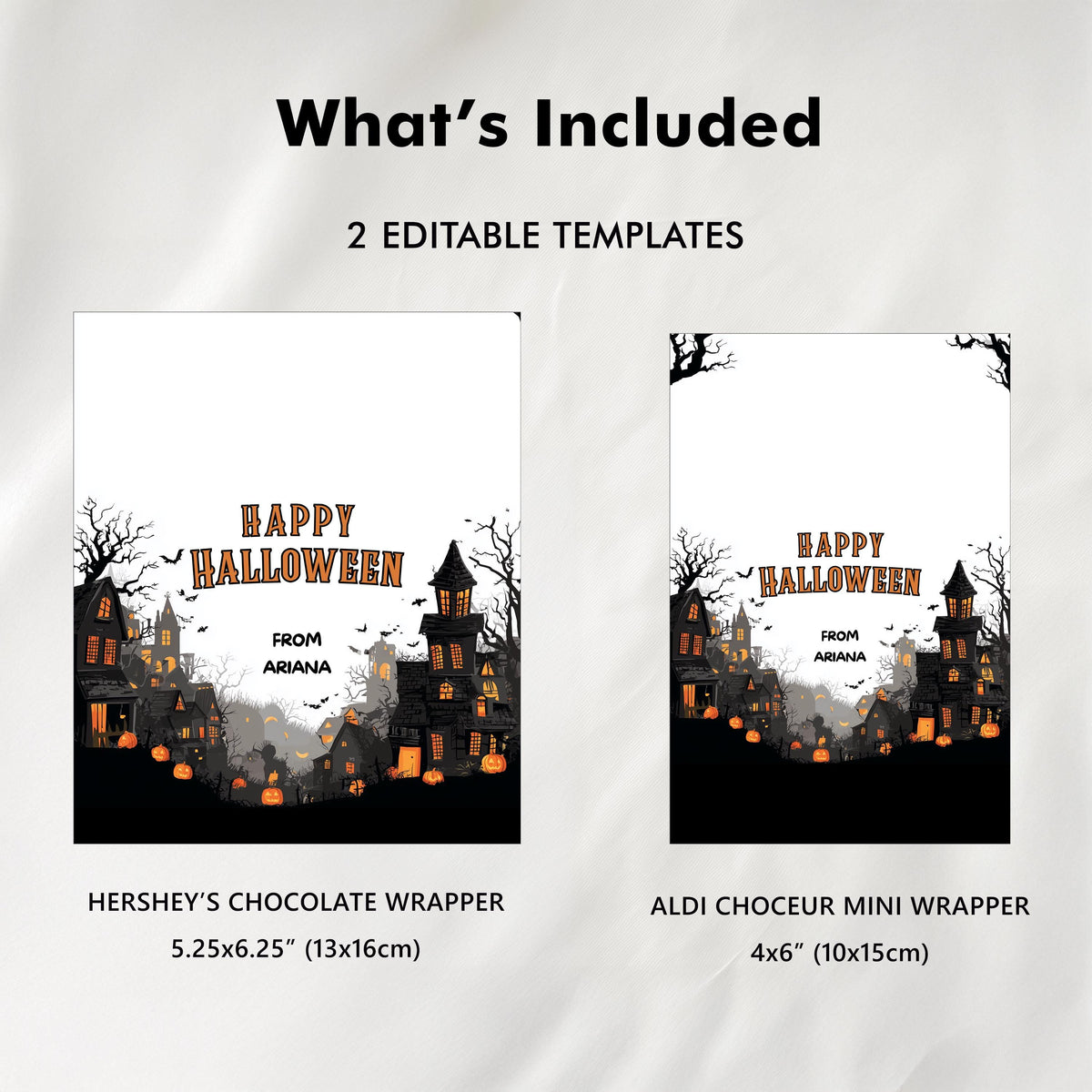 EDITABLE Halloween Party Candy Bar Wrapper , Halloween Party Chocolate Bar Wrappers, Party Favors , Digital Download