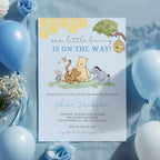 Blue Winnie the Pooh Baby Shower Invitation, Baby Party Invite
