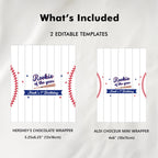 Baseball 1st Birthday Chocolate Wrappers, Rookie Candy Bar Label
