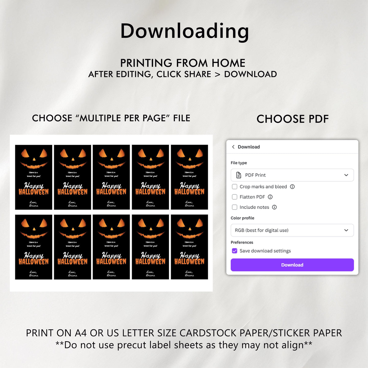 Halloween Pumpkin Face Party Favor Tags – Editable Template | Instant Download
