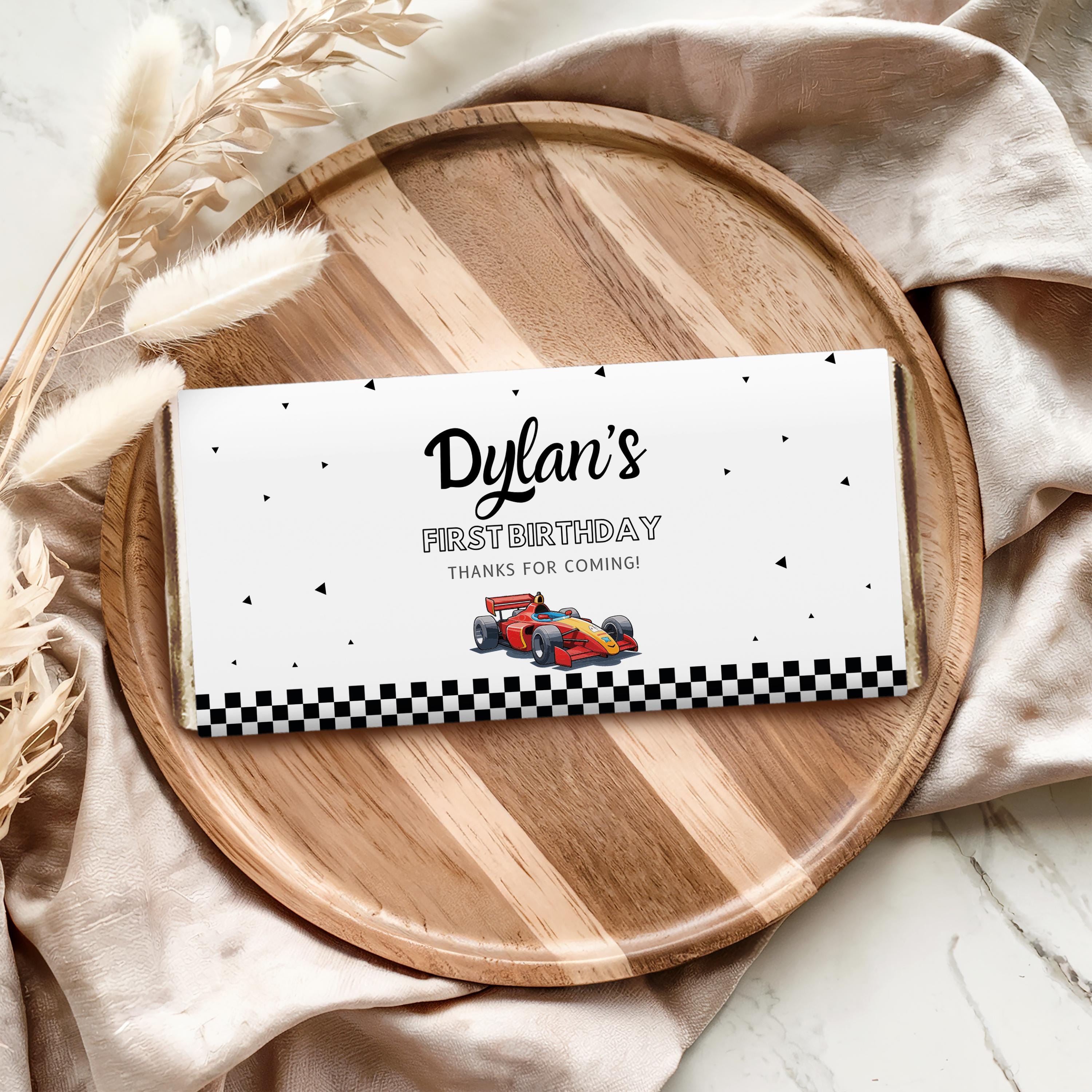 1st Birthday Race Cars Chocolate Wrappers, Red Car First Birthday Party Candy Bar Wrapper, Cars Chocolate Wrappers 5987