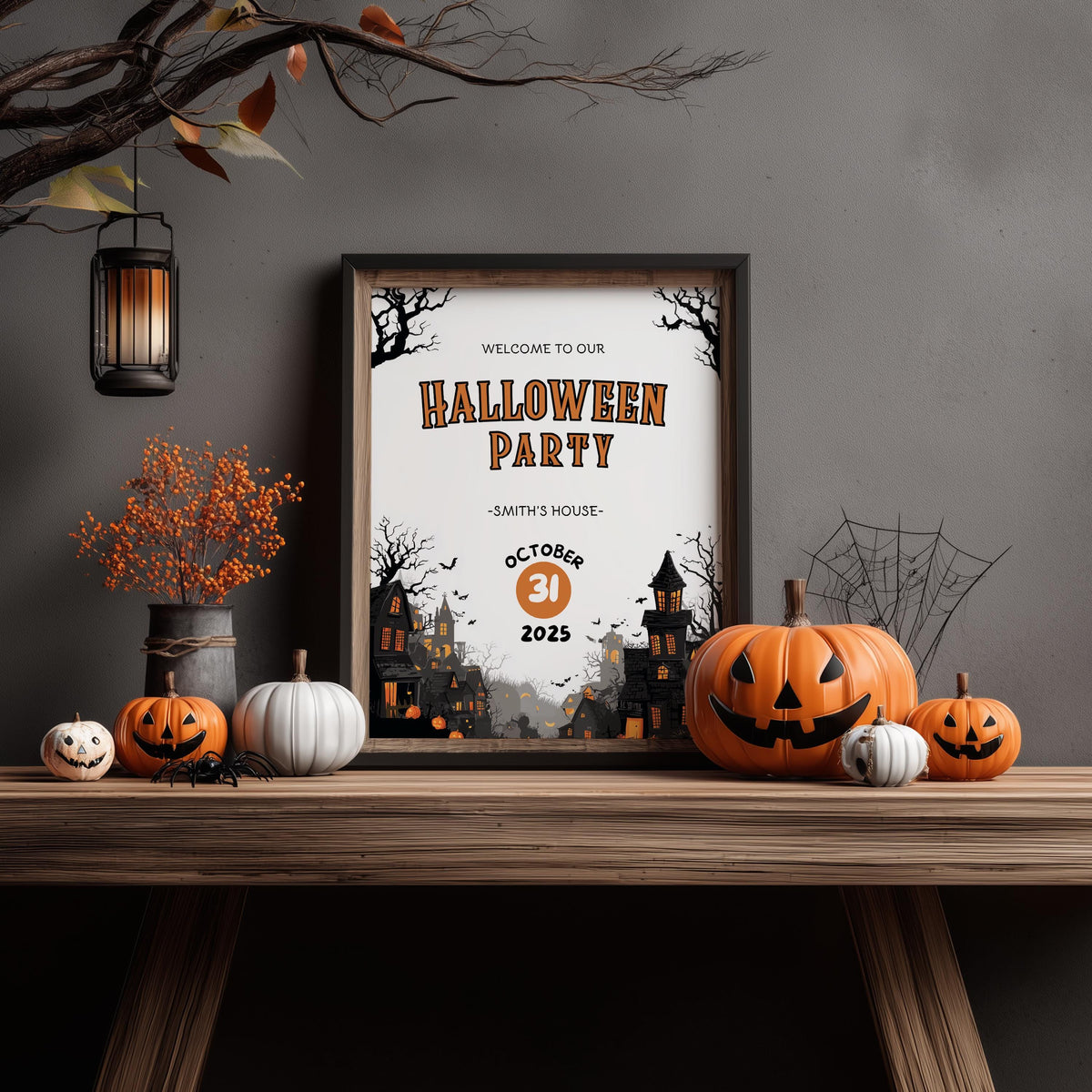 Halloween Party Welcome Sign, Halloween Party sign, Editable Template, Halloween Theme Party decorations Instant download