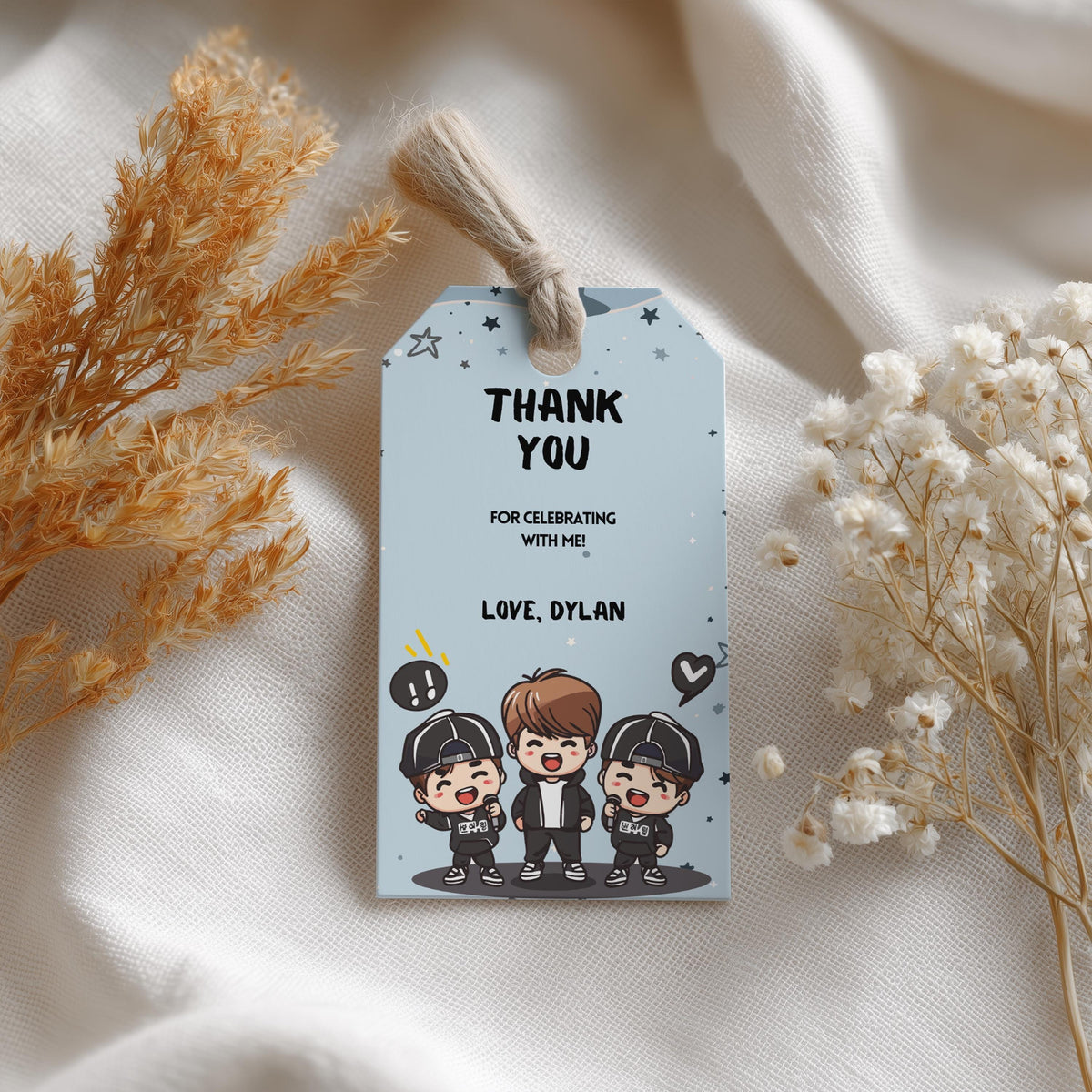 Editable K-pop boys Birthday Favor Tags, Kpop boys Thank You Tag, Kpop boys Favors, Instant Download