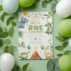 Dinosaur 1st Birthday Invitation , Dinosaur First Birthday, Dinosaur Birthday, Printable Birthday Invitation, 1st Birthday Boy 9165