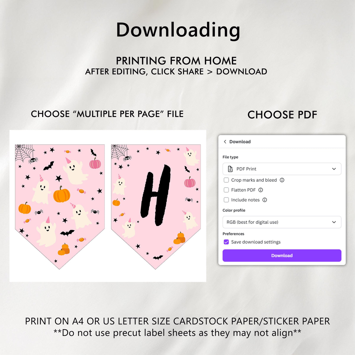 Pink Boo Ghost Birthday Banner: Halloween Party Decor (Printable Download) 9162