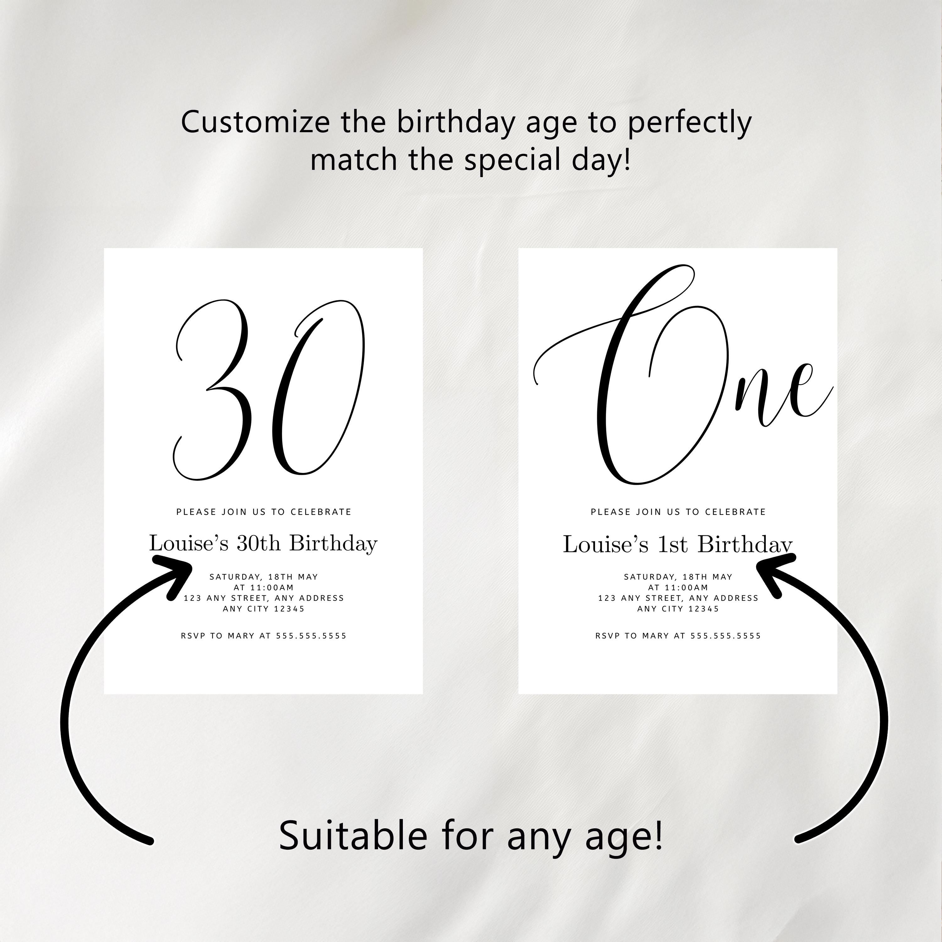 30th Bottle Labels, Printable Water Label, Thirty Minimalist Modern Adult Printable Party 9176