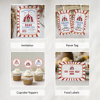 Circus Party Bundle, Carinval Printable Birthday Decorations Party Set