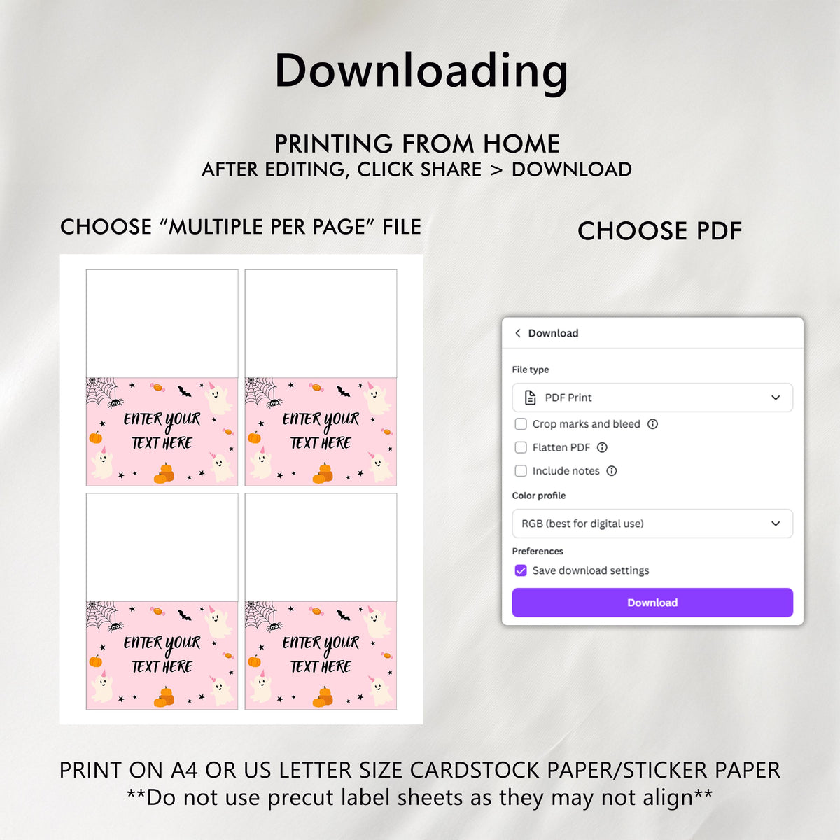 Pink Boo Halloween Food Labels: Editable Party Decor Template (PDF) 9162