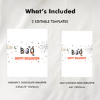 Editable Boo Halloween Cute Costume Party Candy Bar Wrapper