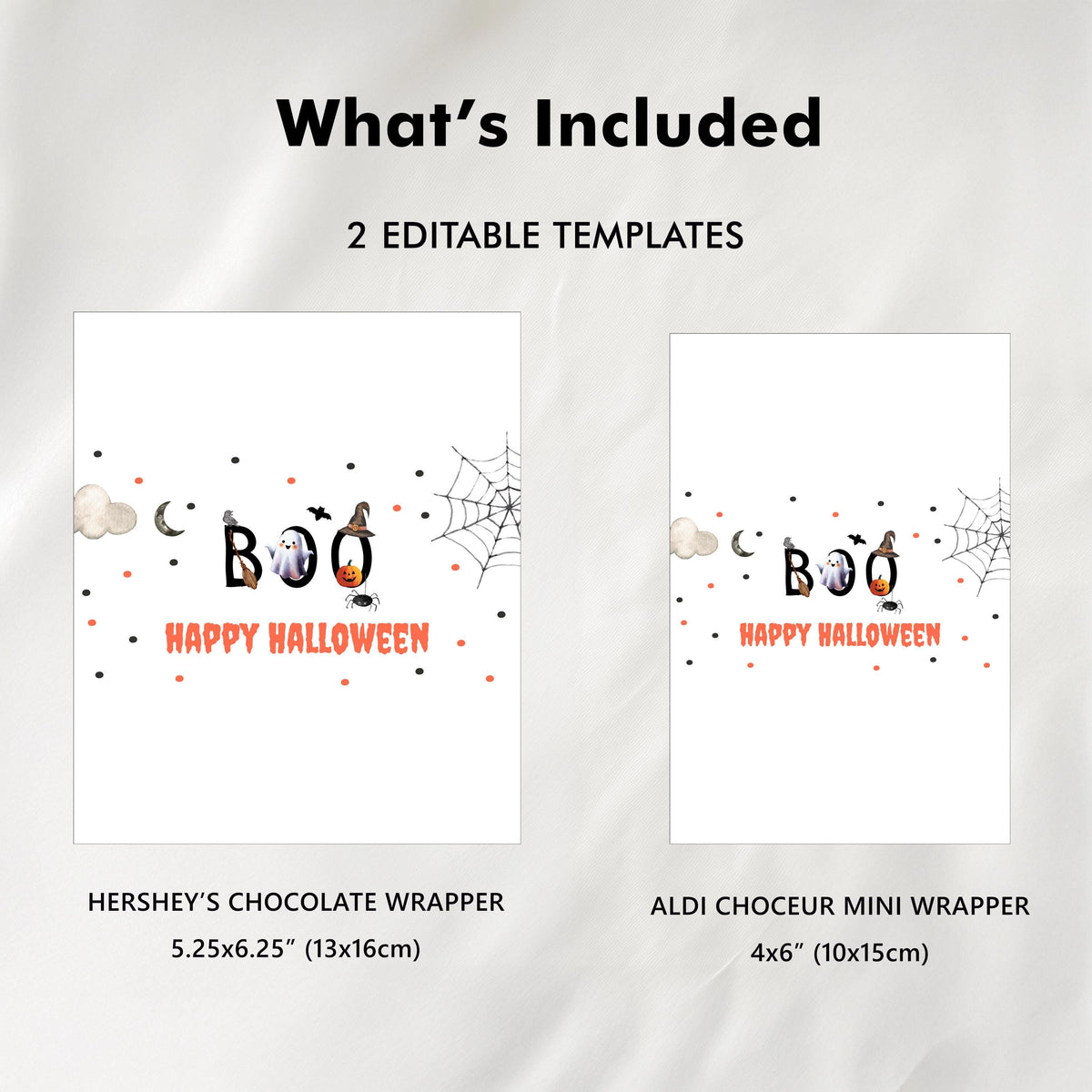 Editable Boo Halloween Cute Costume Party Candy Bar Wrapper