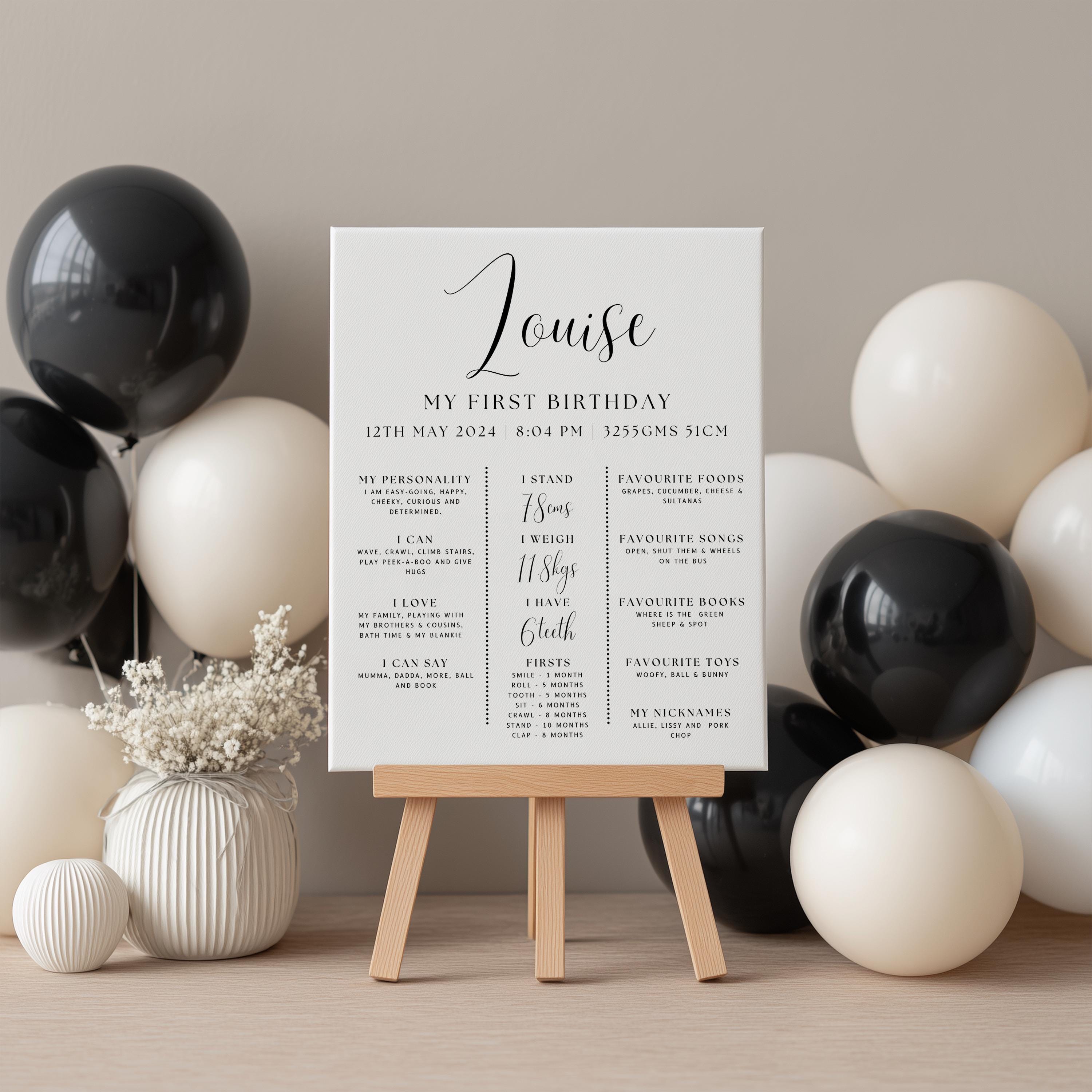 Minimalist Modern First Birthday Milestone Sign, Gender neutral Milestone Board, Baby 1st Year 9175