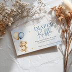 Teddy Bear Diaper Raffle Card, Baby Shower Printable Nappy Raffle Cards