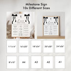 Black Bow Minimalist 1st Birthday Milestone Sign, Black Ribbon, Coquette, Gender neutral, 9174