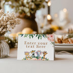 EDITABLE Safari Food tags, Girl Buffet label, Jungle Tent card Wild Food Label, Place Card Table Card Template Instant Digital download