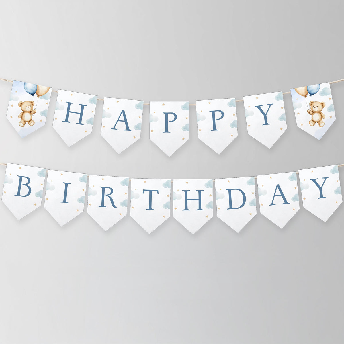 Teddy Bear Happy Birthday Banner