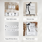 30th Party Decoration | 30th Birthday Bundle | Thirty Black Bow Minimalist Decorations | Download 9177
